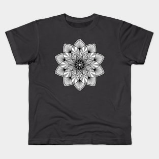 Floral Art Deco Mandala in Black and White Kids T-Shirt